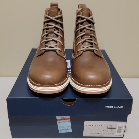 Cole Haan Men Original Grand Waterproof Combat Boots Sz US 7.5M Hawthorn Brown - Picture 7 of 7